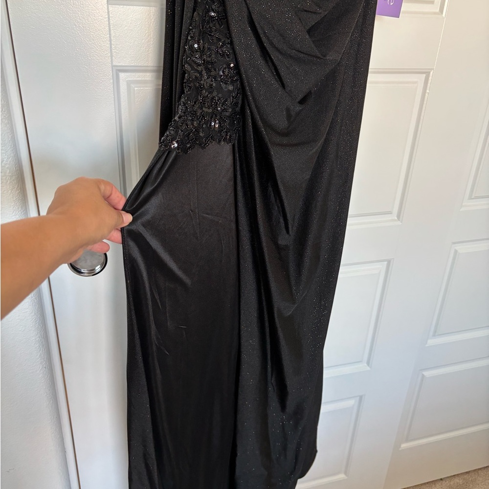 Elegant Black Gown with Sequin Detail